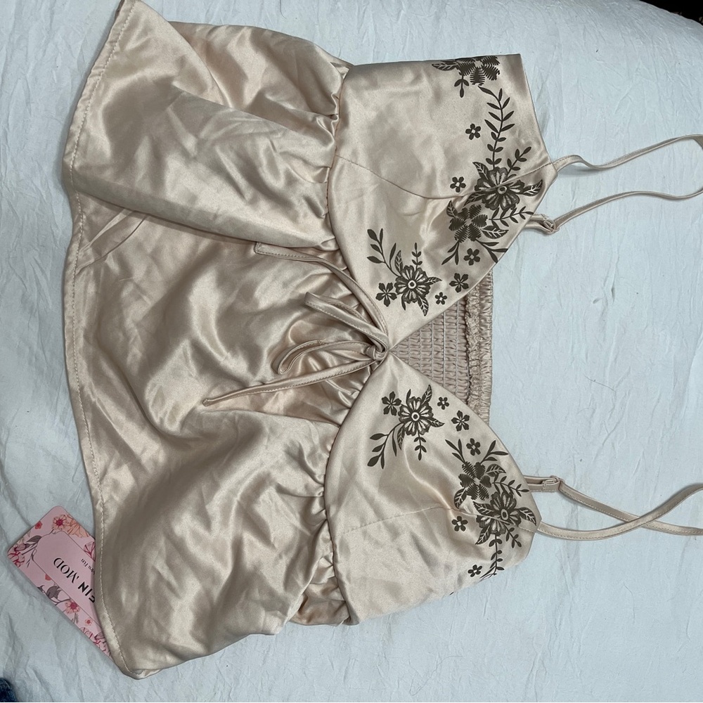 Cream Floral Embroidered Top